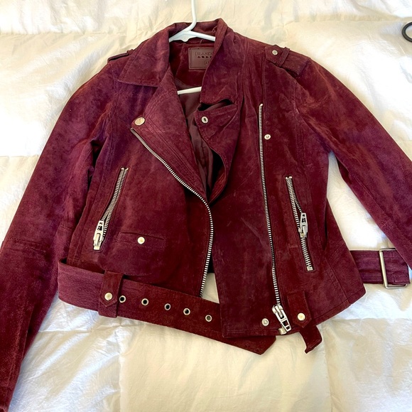 Blank NYC purple suede moto jacket with belt - Picture 2 of 4